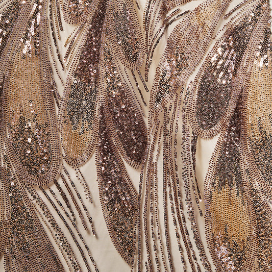 FT25-245-Gold ornate embroidered fabric