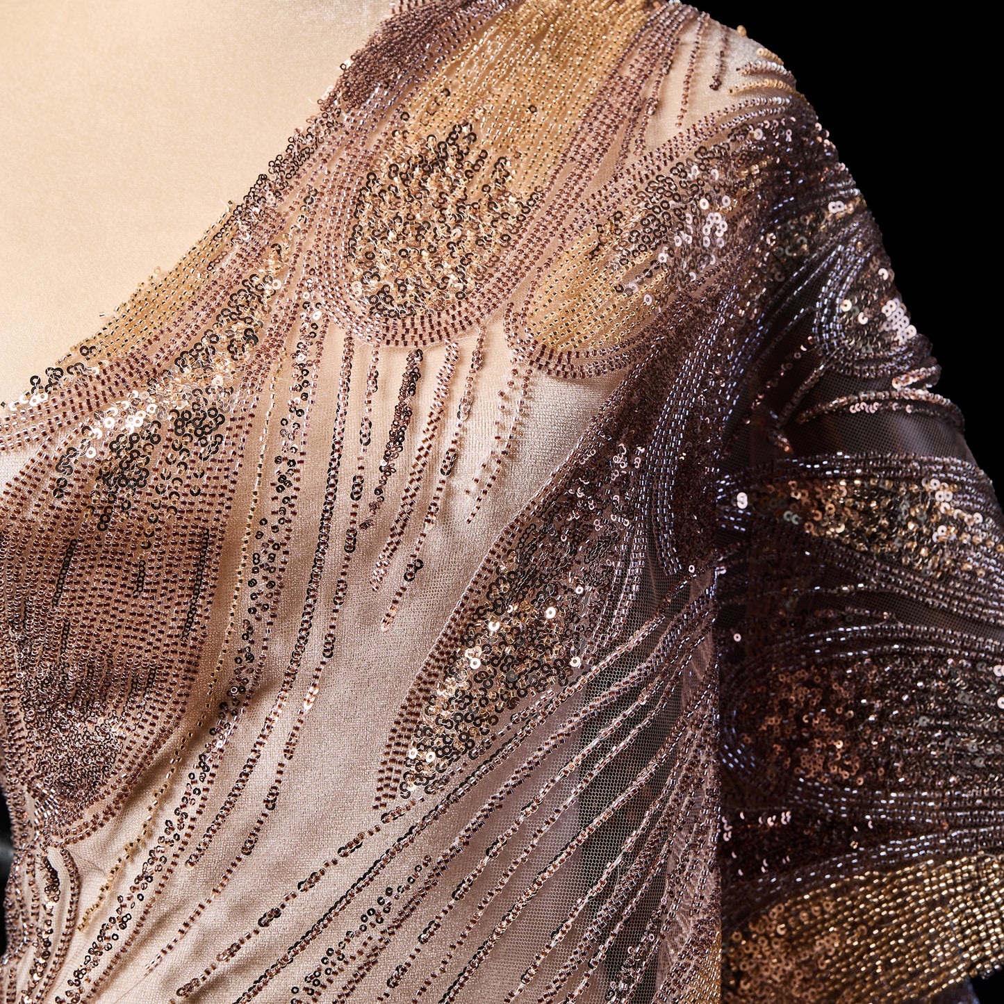 FT25-245-Gold ornate embroidered fabric