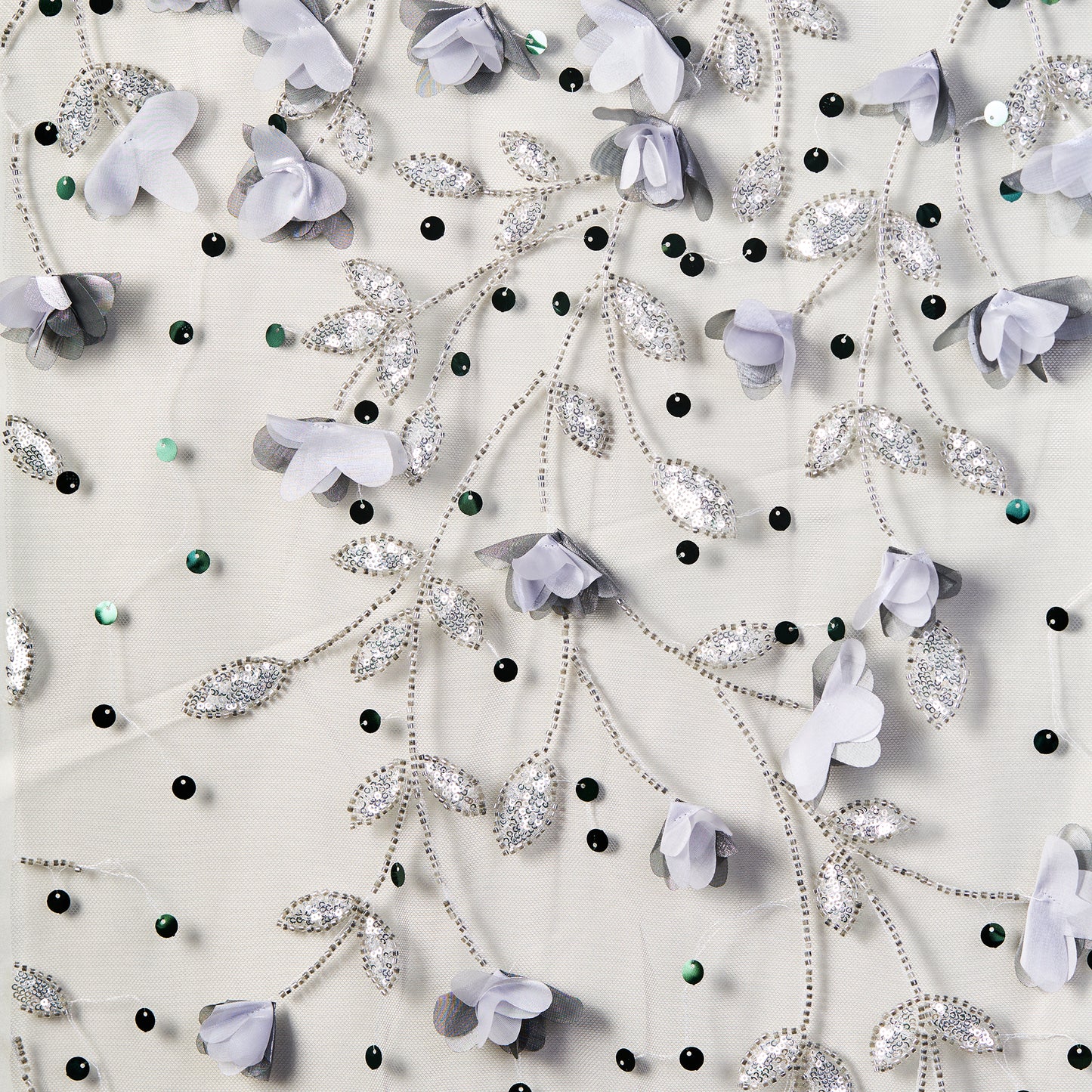 FT25-128D-Silver floral embroidery fabric
