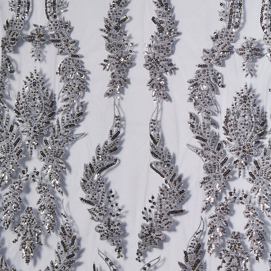 FT25-301-Silver embroidered textile