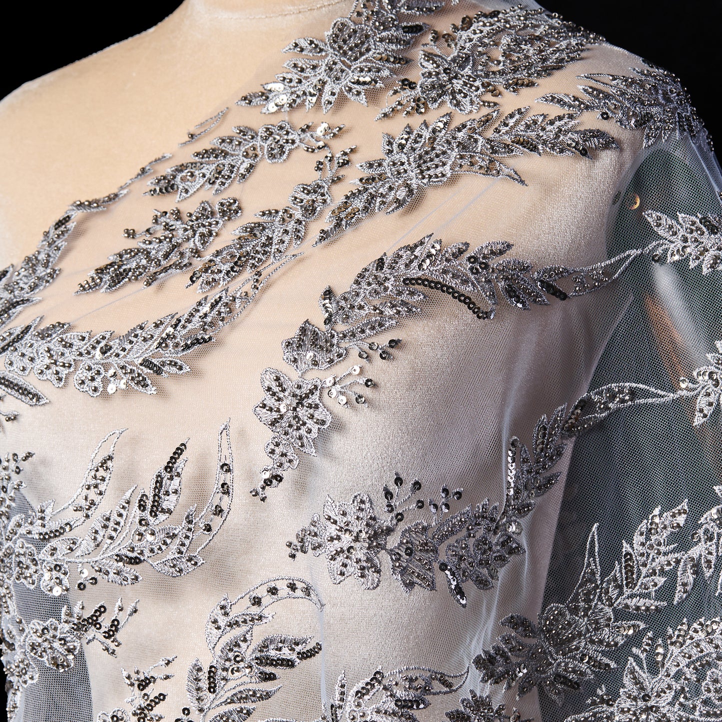 FT25-301-Silver embroidered textile