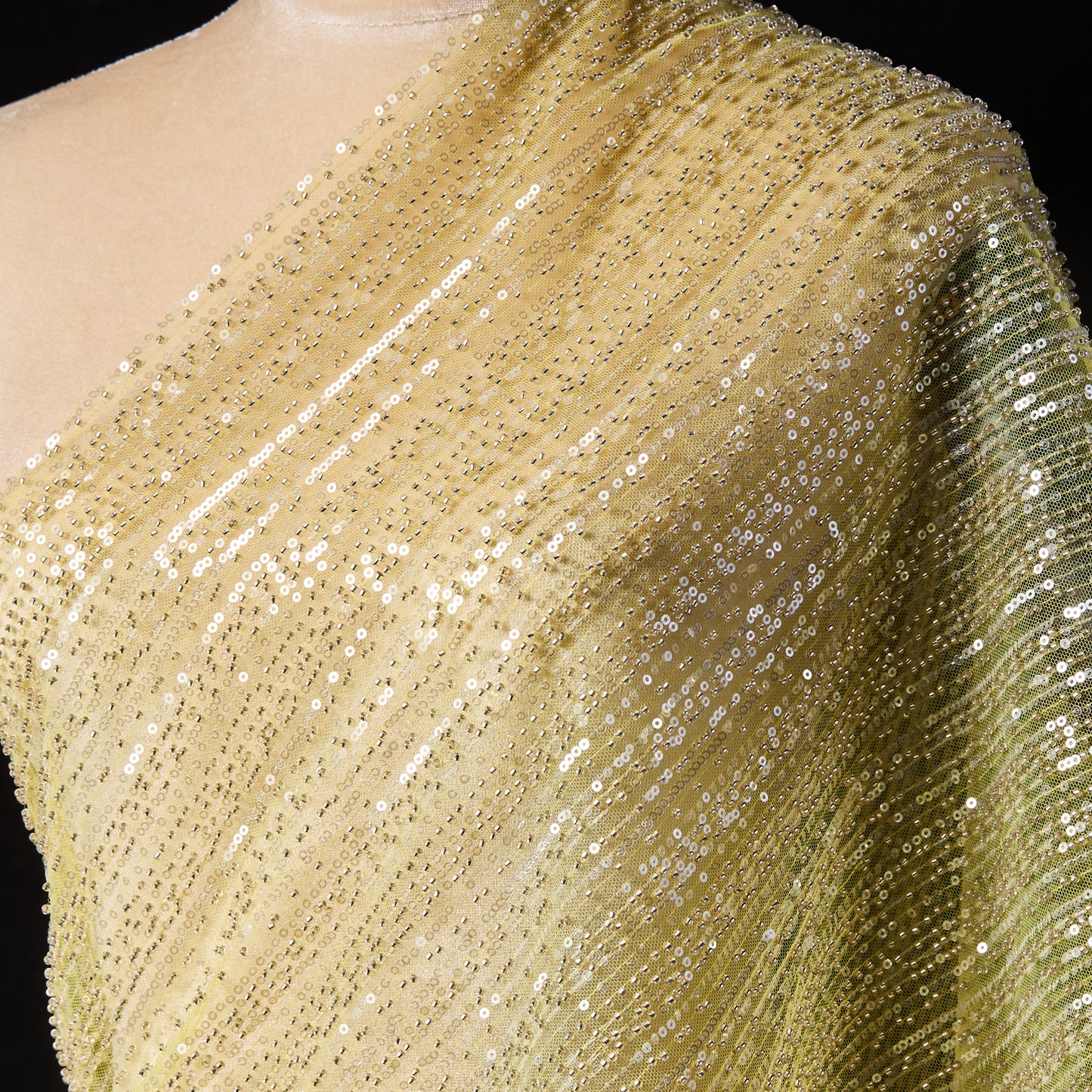 FT25-302-Gold sequined textile