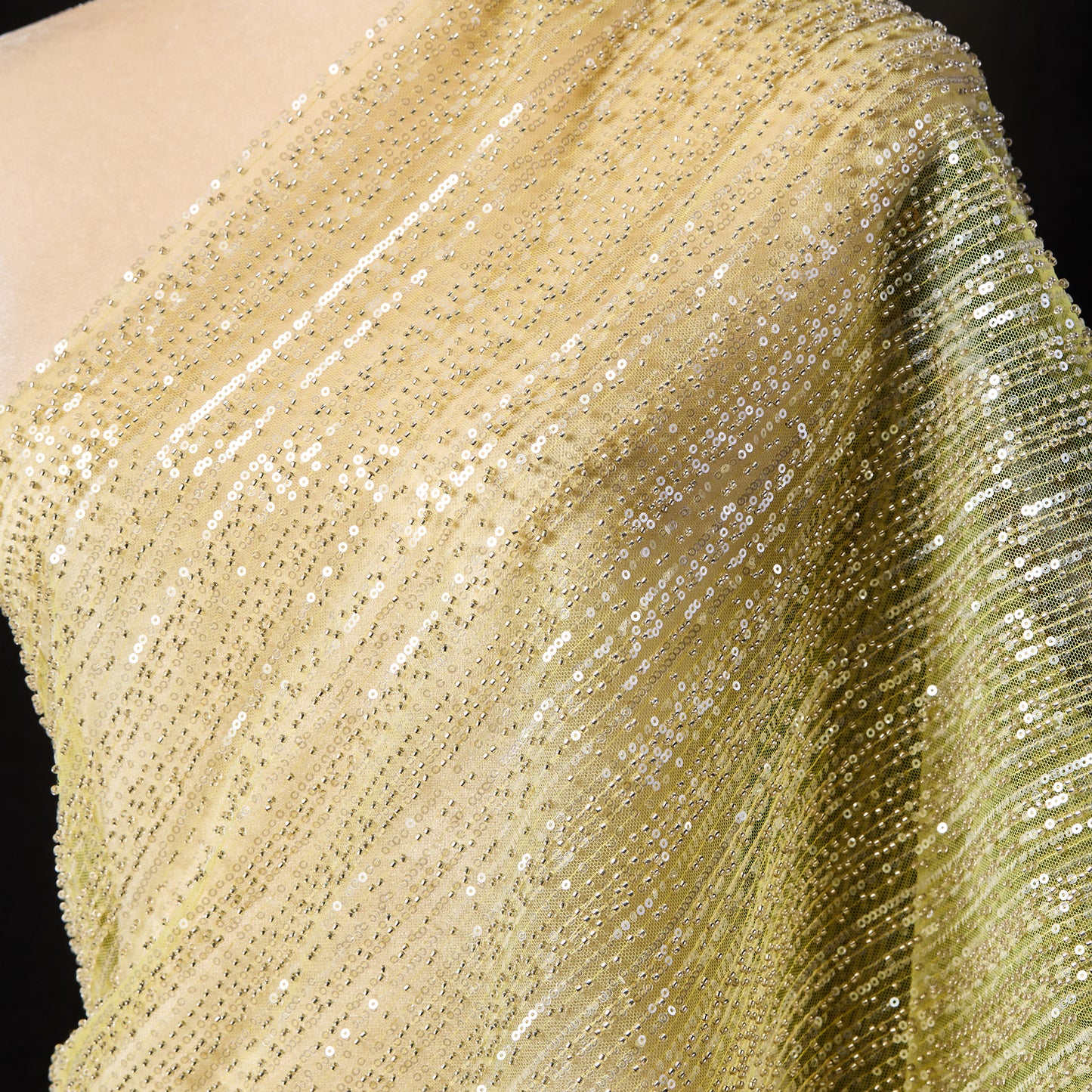 FT25-302-Gold sequined textile