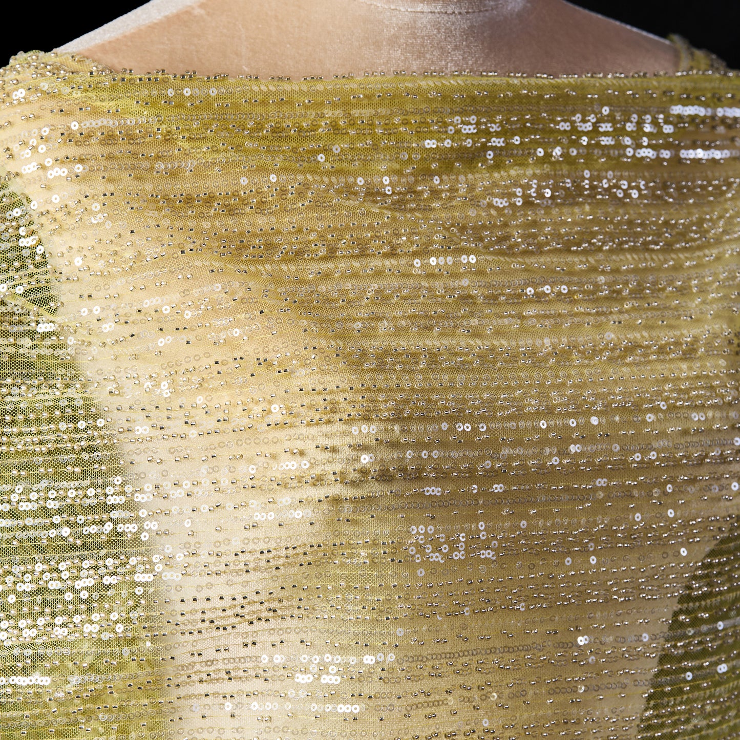 FT25-302-Gold sequined textile