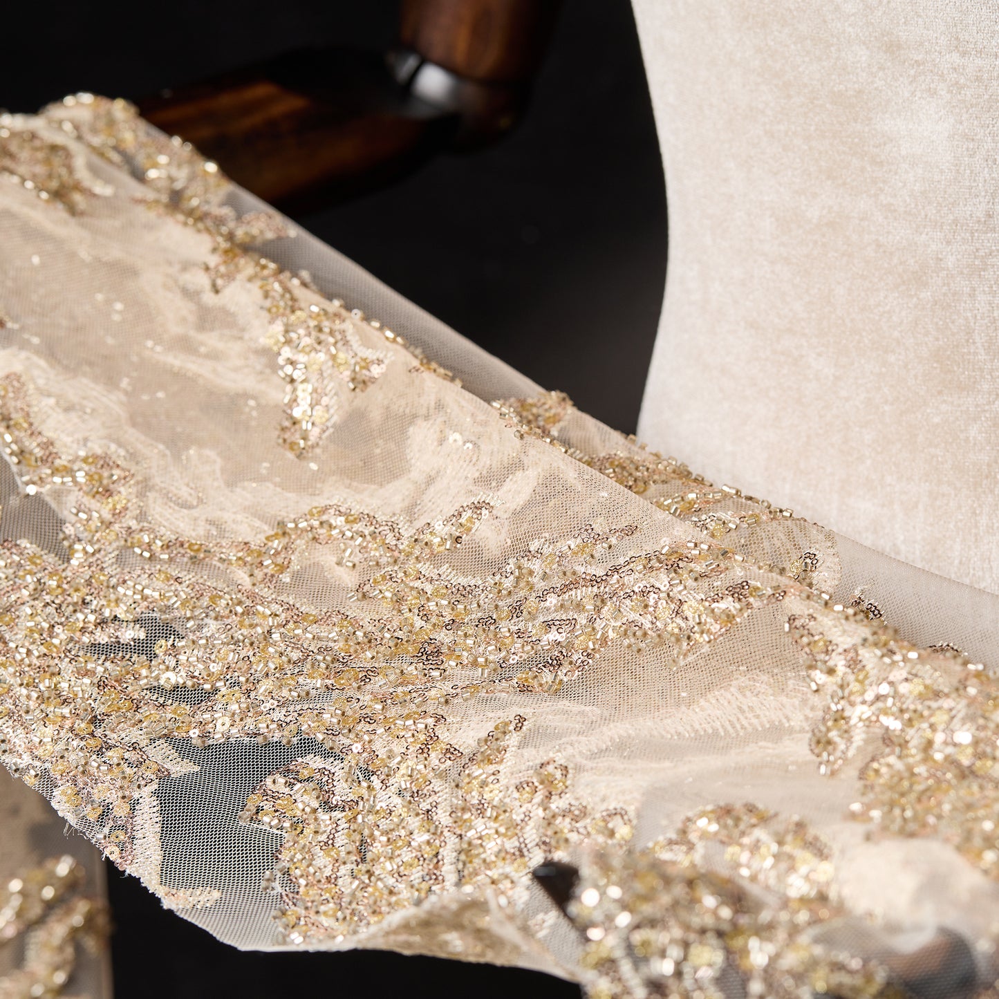 FT25-303-Gold luxury embroidered textile