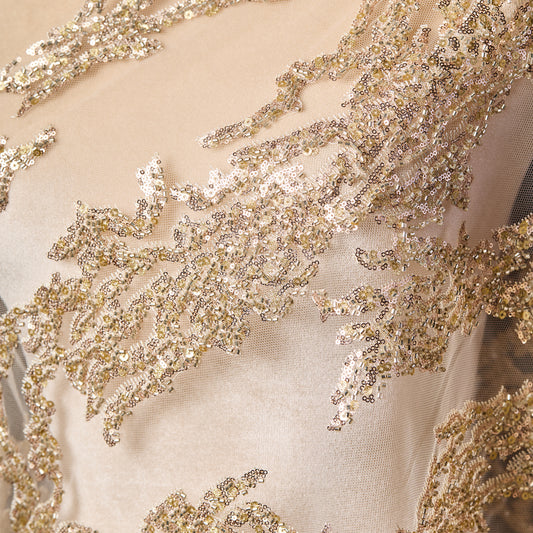 FT25-303-Gold luxury embroidered textile