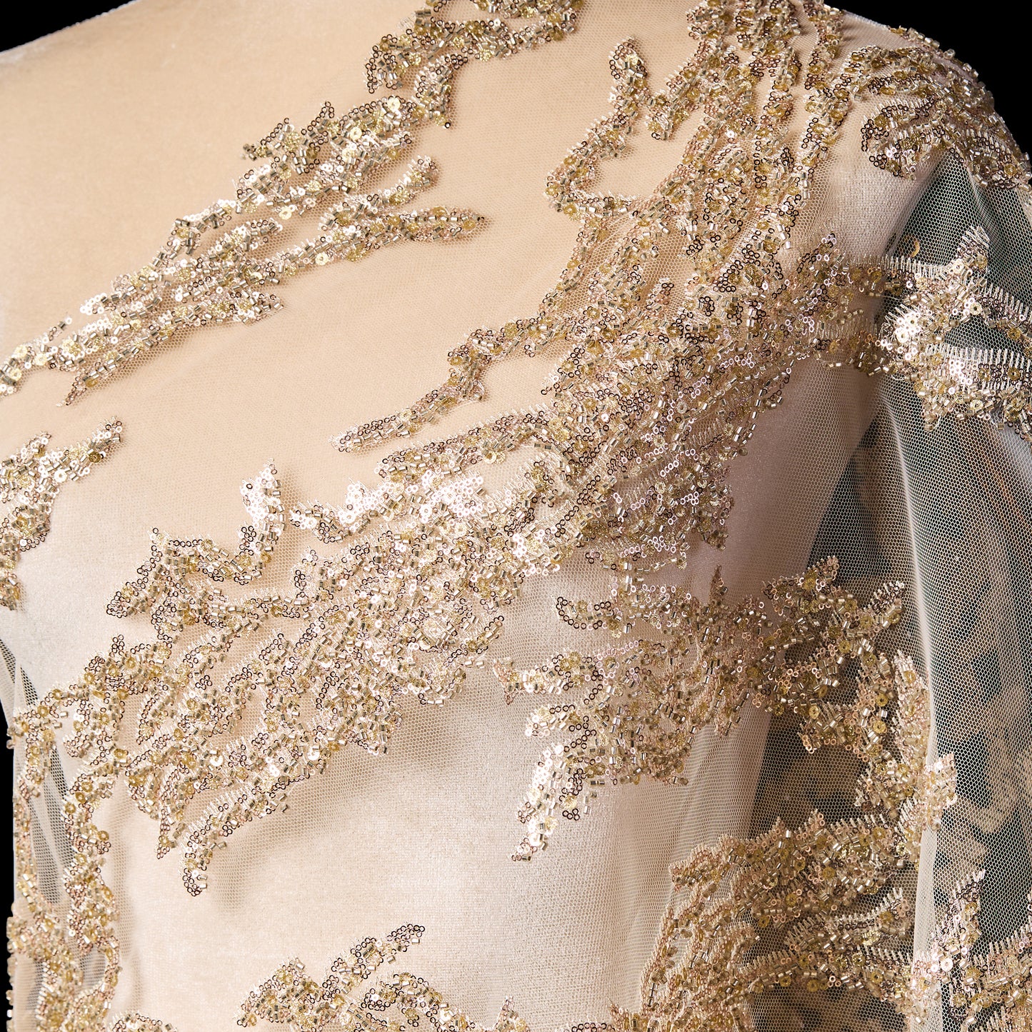 FT25-303-Gold luxury embroidered textile