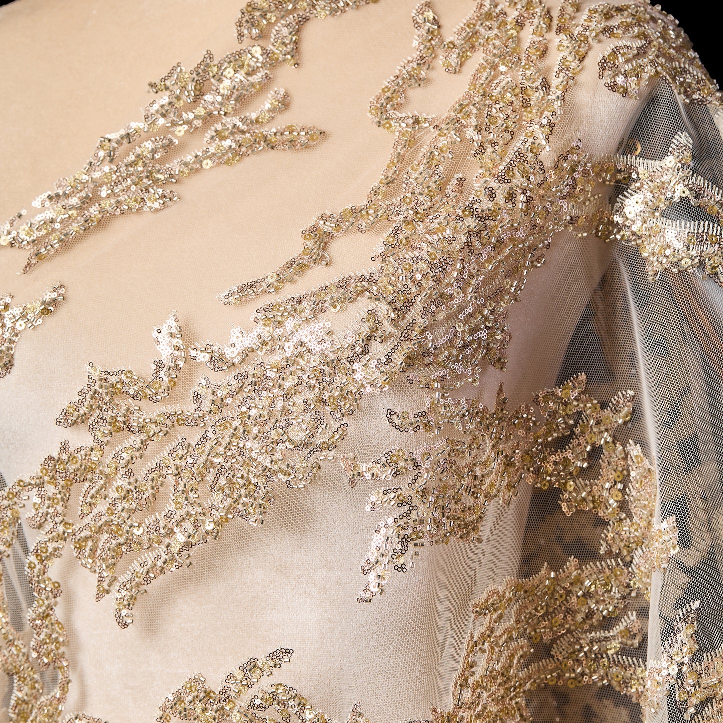 FT25-303-Gold luxury embroidered textile