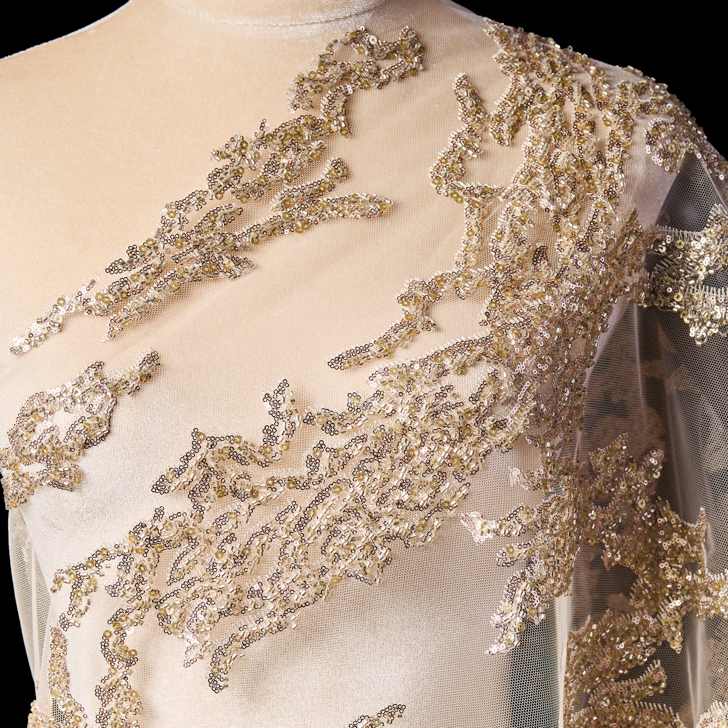 FT25-303-Gold luxury embroidered textile